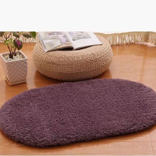 Hjlian Paillasson Ovale Antiderapant Pour Interieur, Absorbant L'humidite, Doux Et Confortable, En Peluche, Pour Salle De Bain, Cuisine, Chambre A Coucher, Gris Et Violet, 40 X 60 Cm (Forme Ovale)