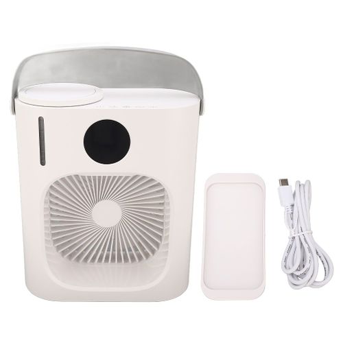 HJLIAN Refroidisseur d'air portable, ventilateur personnel a chargement USB avec ecran LED, silencieux, humidificateur de bureau, pour la maison, le bureau, le dortoir, les voyages
