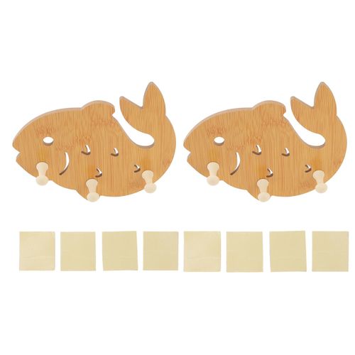 HJLIAN Lot de 2 crochets muraux en bois en forme de poisson pour serviettes et manteaux, pour salle de bain