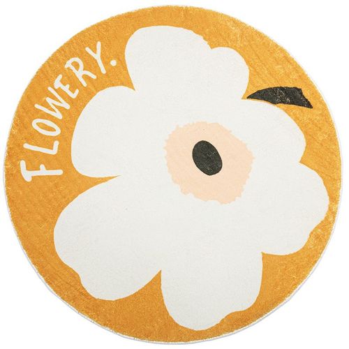Hjlian Tapis De Chevet Rond, Leger Et Luxueux, Epais, Motif Floral, Pour Chambre A Coucher, Salon, Maison, Blanc, 60 Cm