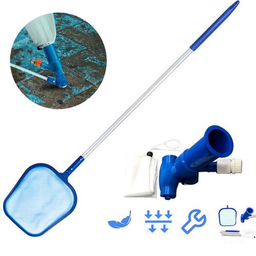 HJLIAN Kit de nettoyage de piscine avec manche telescopique, aspirateur de bassin, epuisette, kit de nettoyage de piscine pour piscines