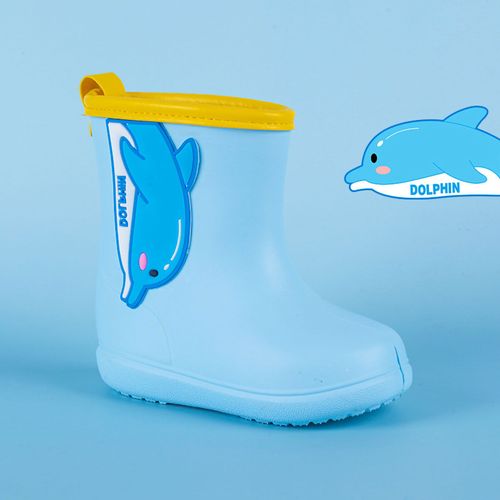 Hjlian Bottes De Pluie Confortables Pour Enfants, Motif Dessin Anime Mignon, Tube Central, Bleu Clair, 160 Mm