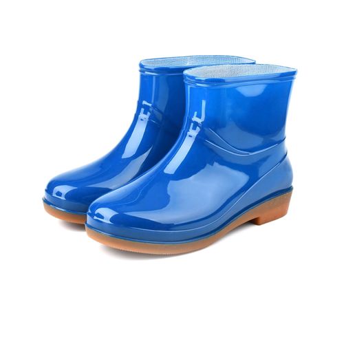 Hjlian Bottes De Pluie Courtes Antiderapantes Pour Femmes, Bottes De Pluie Tendance A Tete Ronde, Bottes De Pluie Radian Pour Femmes, Bleu, Pointure 40