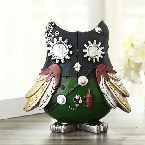 Hjlian Tirelire Mecanique Retro Punk En Forme De Hibou, Statue D'animal Mignon, Figurines Decoratives, Tirelire, Ornements, Decoration De La Maison