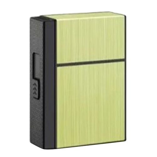 HJLIAN Etui a cigarettes avec briquet pour homme, double arc, ejection automatique, chargement USB, coupe-vent, dore
