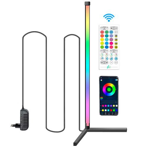 Hjlian Lampadaire D'angle Rgb A Led Changeant De Couleur, Eclairage D'ambiance A Intensite Variable, Lampe Sur Pied A Led, Veilleuse Avec Telecommande