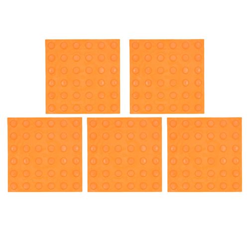 Hjlian Lot De 5 Dalles De Sol Antiderapantes En Caoutchouc, Avertissement Tactile, Pour Trottoir, Pave, Plaque De Base, Points Orange