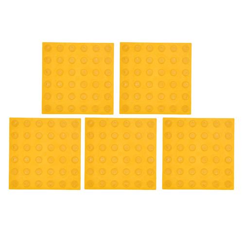 Hjlian Lot De 5 Dalles De Sol Antiderapantes En Caoutchouc, Avertissement Tactile, Pour Trottoir, Pave, Plaque De Base, Point Jaune