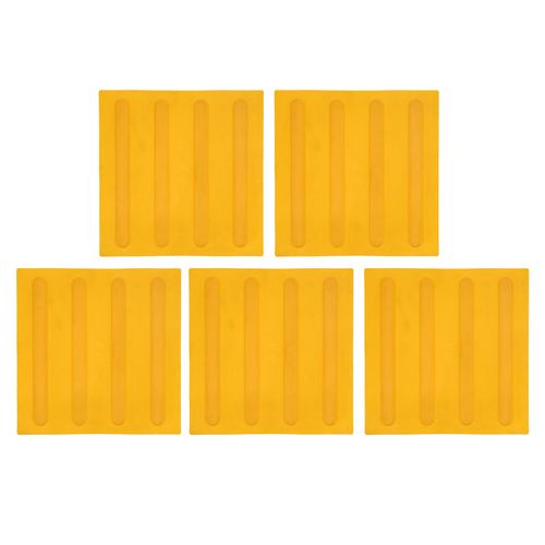 Hjlian Lot De 5 Dalles De Sol Antiderapantes En Caoutchouc, Avertissement Tactile, Pour Trottoir, Paves, Plaques De Base, Jaunes