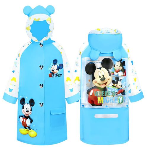 Hjlian Poncho De Pluie Impermeable A Capuche En Pvc Avec Grand Bord Pour Enfants, Motif Dessin Anime, Bleu, Souris, Taille Xl
