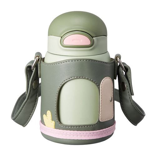 Hjlian Gobelet Isotherme Pour Enfants 480 Ml, Isolation Longue Duree, En Acier Inoxydable, Avec Manchon Amovible, Vert