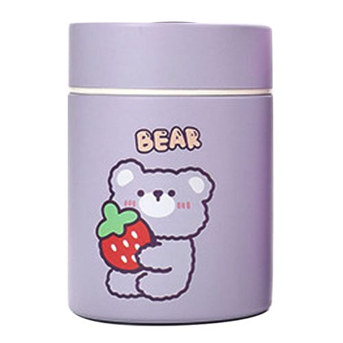 Hjlian Boite Alimentaire Isotherme De 125 Ml, Mini Recipient De Poche Portable En Acier Inoxydable, Motif Dessin Anime, Violet Clair