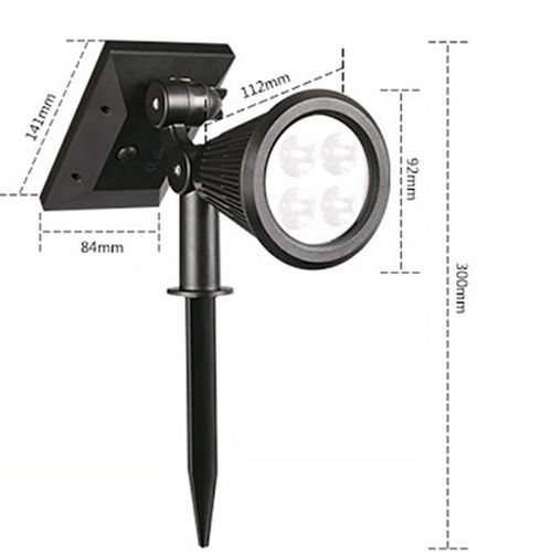 Hjlian Spot Solaire Colore En Abs Avec Double Articulation Rotative, Eclairage D'exterieur, Cour, Jardin, 4 Led, Lumiere Chaude