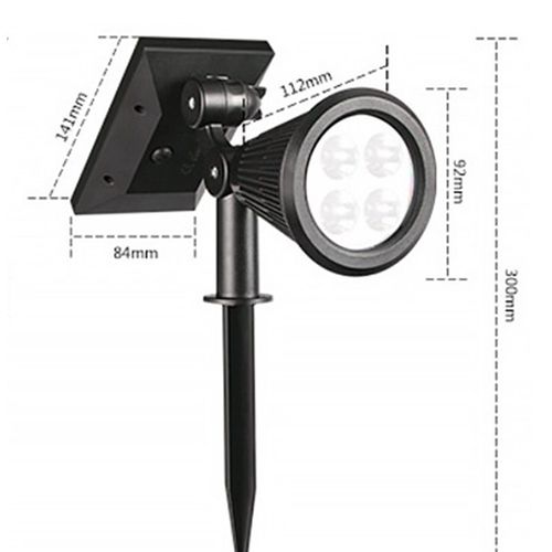 Hjlian Spot Solaire Colore En Abs Avec Double Articulation Rotative, Eclairage De Sol Pour Jardin Exterieur, Cour, 4 Led, Lumiere Blanche