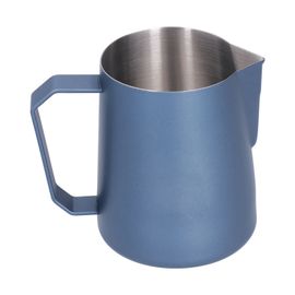 Hjlian Pichet A Lait En Acier Inoxydable 304 Avec Bec Verseur Pointu Et Poignee Coudee, Bleu, 600 Ml (Avec Etiquette)