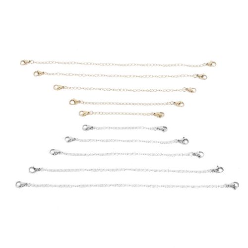 Hjlian Lot De 10 Rallonges De Collier A Double Tete, Chaine De Collier En Or Et Argent Avec Fermoir Mousqueton