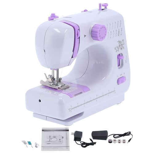 HJLIAN Machine a coudre electrique multifonctionnelle 505A 605, mini-machine a coudre domestique de bureau, surjeteuse, US 110-240V 605, violet