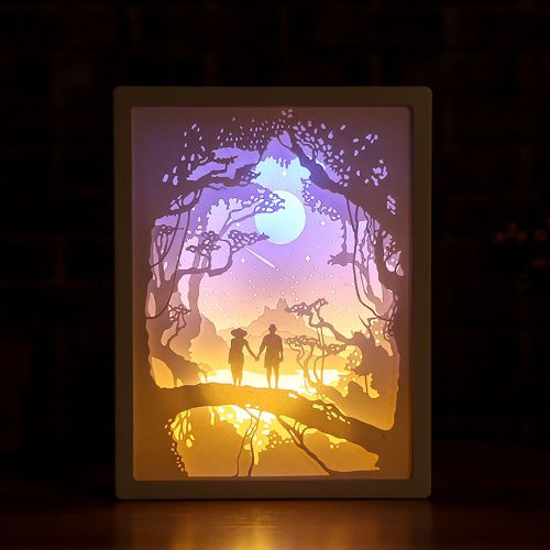Hjlian Boite A Lumiere Led 3d En Papier Decoupe, Lampe De Table Led Pour Decoration