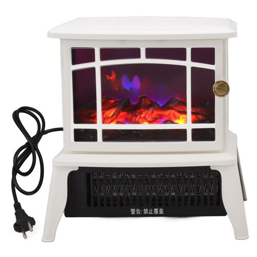HJLIAN Cheminee electrique avec simulation de flamme 3D, protection contre la surchauffe, pour la maison, UE 220-240 V, blanc