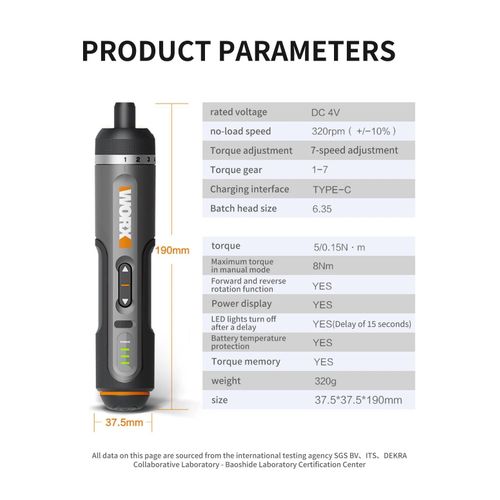 Worx 30 bits ensembles d'outils électriques WX242 jeux de tournevis électriques perceuse sans fil intelligente tournevis USB poignée Rechargeable 4V bricolage-Worx 242