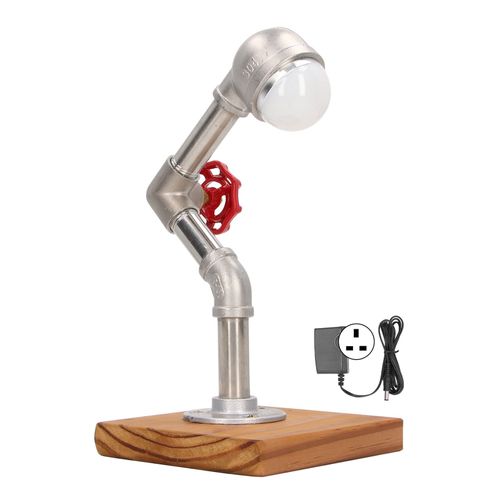 Hjlian Lampe De Table Design Industriel, Tube Led, Lumiere Blanche Froide, Decoration D'interieur Pour Chambre A Coucher, Salon, Prise Britannique 110-220 V