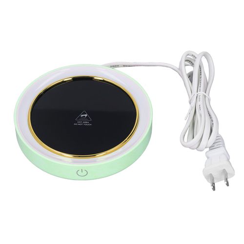 HJLIAN Chauffe-tasse electrique a temperature constante, 2 modes, lumiere LED, pour bureau, cafe, maison, prise americaine, AC 110 V/120 V, vert clair