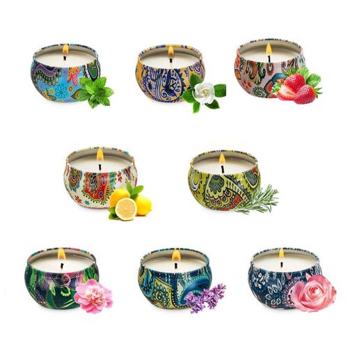 HJLIAN Lot de 8 bougies parfumees a la cire de soja, fleurs sechees, aromatherapie, pour salon, chambre, salle a manger, salle de bain