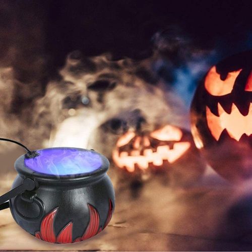HJLIAN Machine a fumee pour sorciere d'Halloween, brumisateur avec lumiere LED changeante de couleur, accessoire de fete, US 110 V