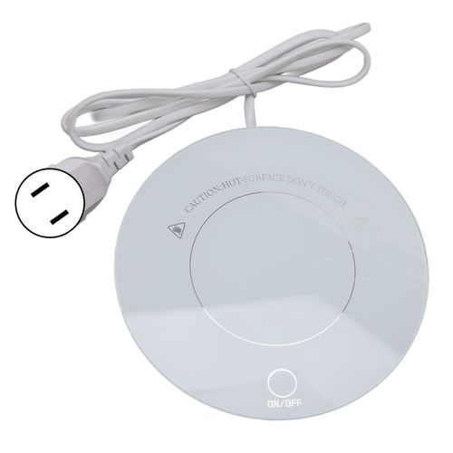 HJLIAN Chauffe-tasse electrique 15 W, temperature constante, surfaces en verre trempe, pour bureau, dortoir, cafe, lait, the, prise americaine 110 V