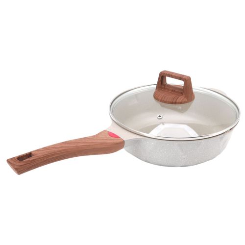 Hjlian Poele A Frire Antiadhesive Pour Steak, Oufs, Omelette, Compatible Avec Toutes Les Cuisinieres A Induction, Blanche, 28 Cm