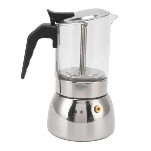 Hjlian Cafetiere Italienne Classique En Verre, Acier Inoxydable, Resistante A La Chaleur, Pour La Maison Et Le Cafe, 300 Ml
