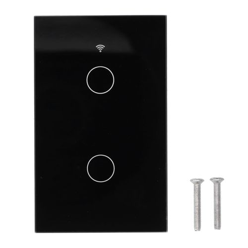 HJLIAN Interrupteur mural tactile a commande vocale Zigbee Tuya, 2 voies, AC 100-240 V, noir