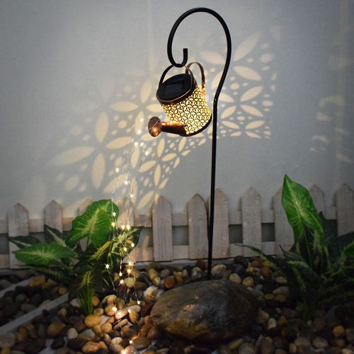 Hjlian Lampe Solaire D'exterieur En Fer Creux, Impermeable, Avec Support, Ideale Pour Le Jardin
