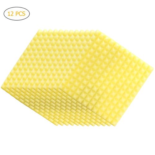 HJLIAN Lot de 12 panneaux acoustiques en mousse pour absorption acoustique, traitement pyramidal pour studio