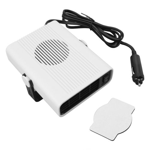 HJLIAN Chauffage de voiture 12 V, desembueur et degivreur de pare-brise portable avec prise allume-cigare, blanc