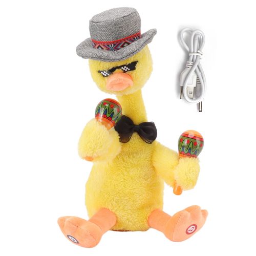 HJLIAN Jouet electrique en peluche USB Repetez ce que vous dites Jouet en peluche interactif Parler Chanter Danser Enregistrement Canard lumineux Jouets electriques musicaux