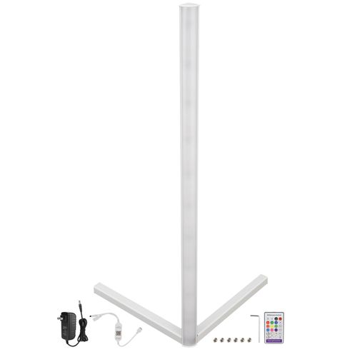 Hjlian Lampadaire D'angle Avec Application Wi-Fi, 16 Millions De Couleurs, Telecommande 24 Touches, Barre Lumineuse D'angle Pour La Maison, Us 100-240 V, Coque Blanche