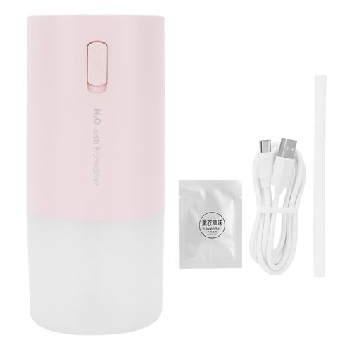 Hjlian Humidificateur De Bureau 300 Ml, Diffuseur D'aromatherapie Avec Chargeur Usb Et Veilleuse Pour Chambre A Coucher, Rose
