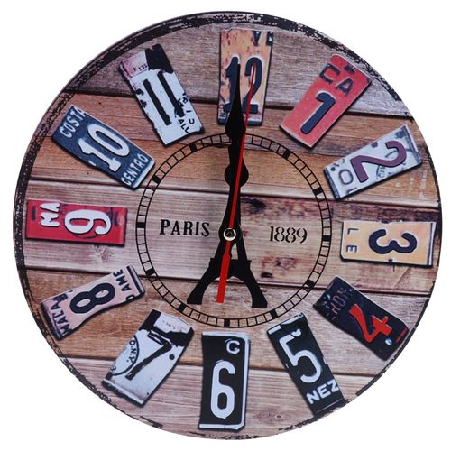 HJLIAN Horloge murale ronde de style industriel, silencieuse, decoration d'interieur, style commercial retro