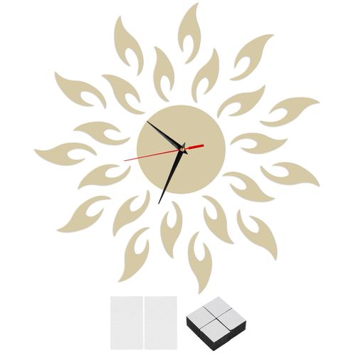 HJLIAN Horloge murale autocollante motif tournesol stereoscopique, miroir mural, decoration de salon, dore