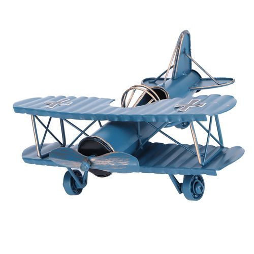 HJLIAN Modele d'avion en fer, avion innovant, artisanat, decoration de bureau, bar, bleu
