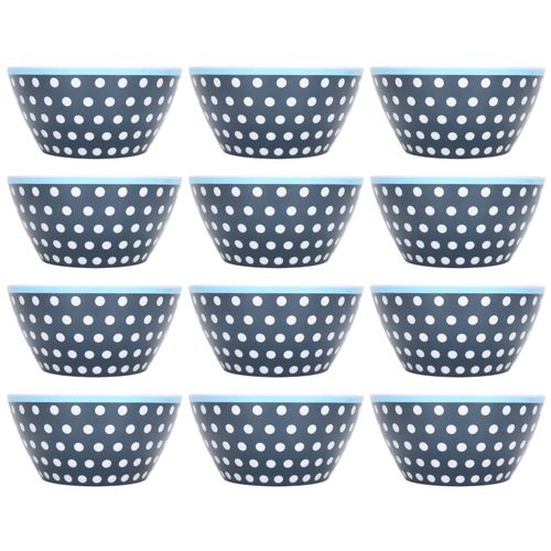 Hjlian Lot De 12 Saladiers, Bols De Service Pour Fruits, Soupes, Plats De Table Pour La Maison Et Le Restaurant, Pois Bleu Fonce