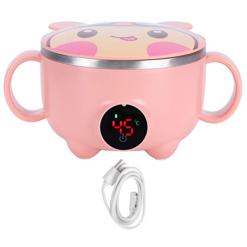 Hjlian Bol Chauffant Intelligent Pour Bebe, Chargement Usb, Conservation De La Chaleur, Pour Enfants, Rose
