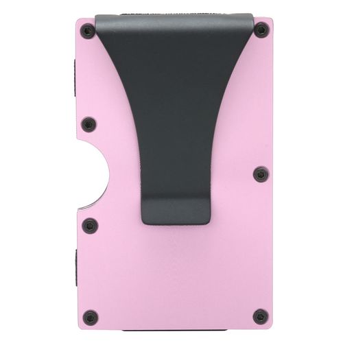 HJLIAN Porte-cartes de visite simple avec pince a billets, boite en acier inoxydable, portefeuille pour homme, cadeau (rose x 11#)