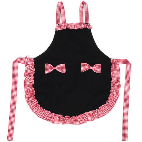 Hjlian Tablier De Cuisine Multifonction A Noud Papillon, Resistant A L'huile, Impermeable Et Antisalissure, Noir Et Rose