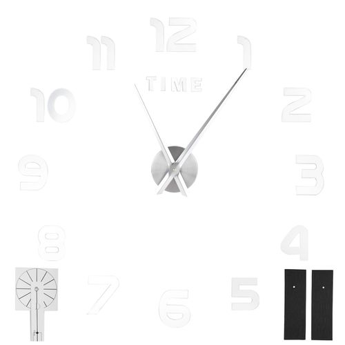 HJLIAN Horloge murale a monter soi-meme, kit innovant d'autocollants miroir en acrylique pour salon et chambre a coucher, argent