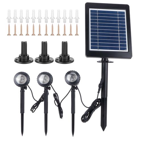 Hjlian Projecteur Solaire A 3 Led Rvb Pour Etang, Pelouse, Jardin, Decoration