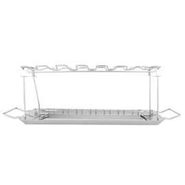 HJLIAN Grille de cuisson pliable en acier inoxydable pour cuisses de poulet, avec bac d'egouttage, pour barbecue domestique