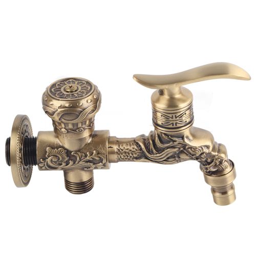 HJLIAN Robinet mural pour machine a laver G1/2 en laiton, style retro, pour eau chaude et froide, fournitures de salle de bain