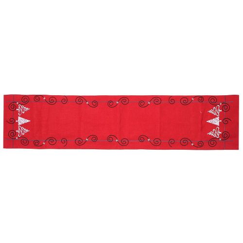 Hjlian Chemin De Table Brode Motif Sapins De Noel, Decoration De Bureau, Nappe De Noel Pour La Maison, Rectangle